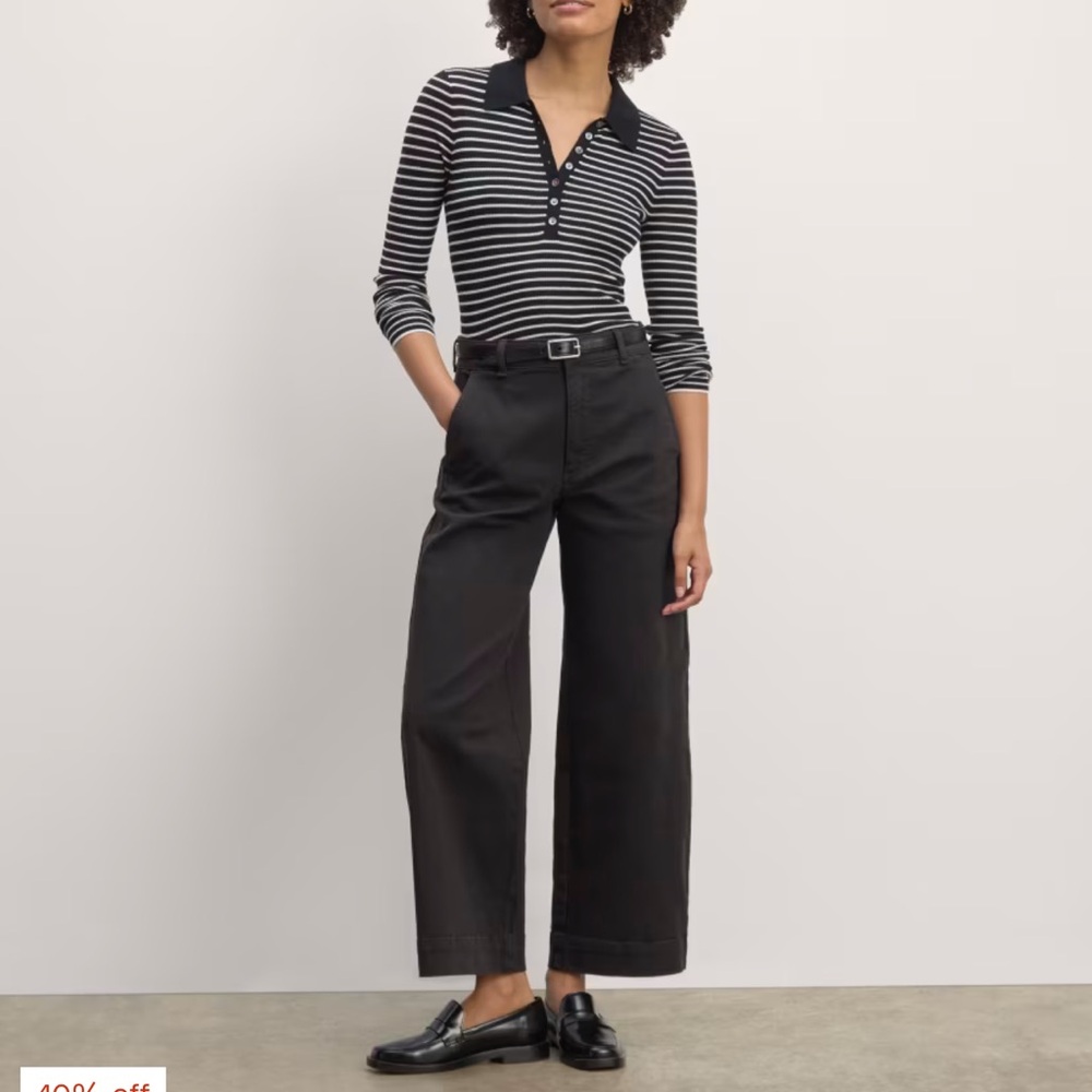 Everlane The Utility Wide Leg Pant navy blue size 0